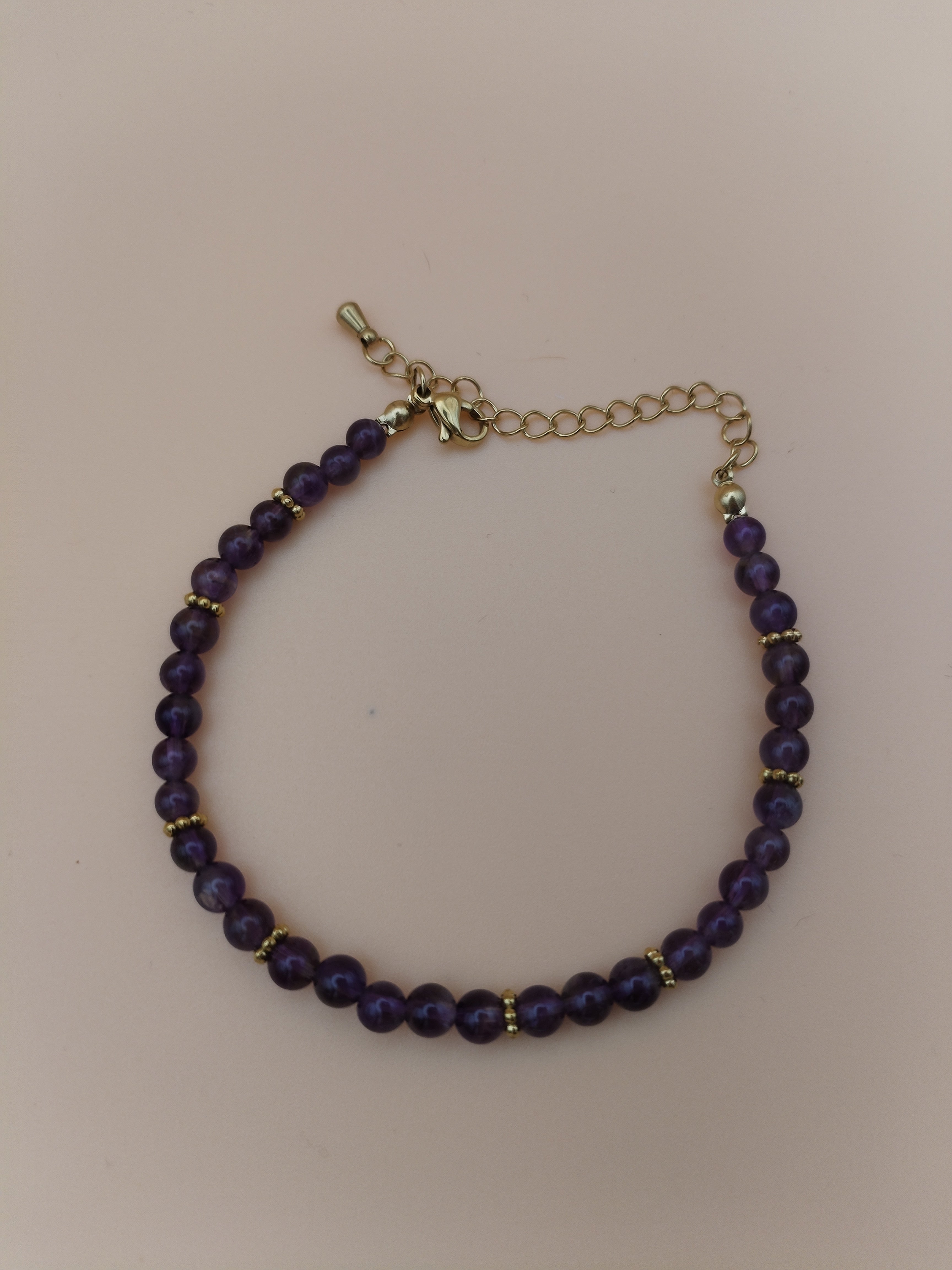 Bracelet Halo Doré – Améthyste • Acier Inox 304