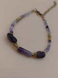 Bracelet Améthyste &amp; Perles Dorées – Qualité A