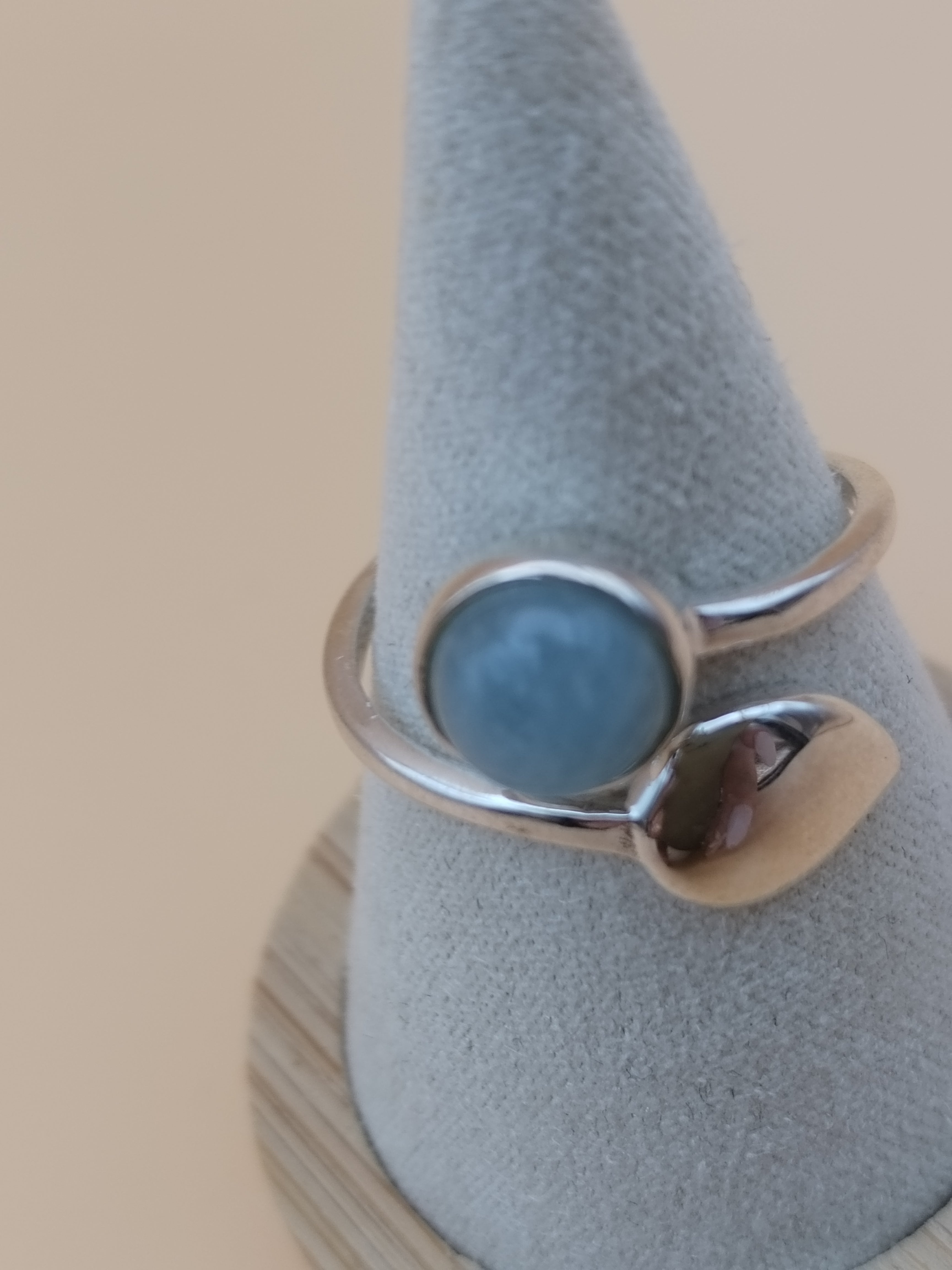 Bague réglable en argent 925 et aigue‑marine du Brésil AA