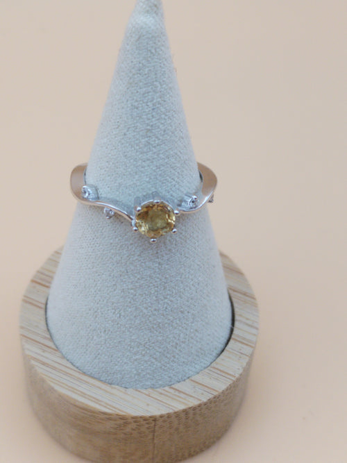 Bague Citrine – Argent 925 Rhodié – Réglable