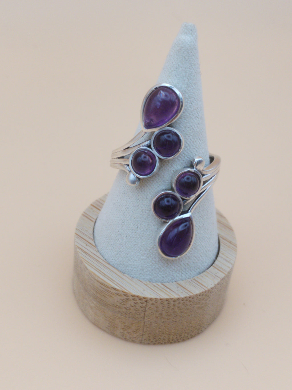Bague réglable en argent 925 et Améthyste Brésil AA