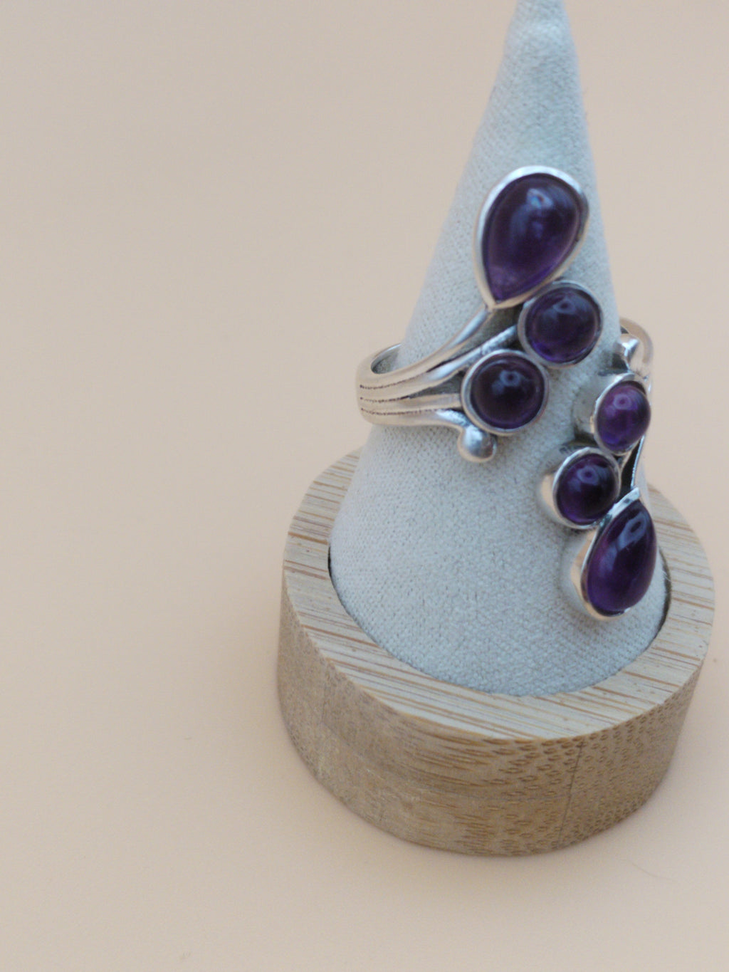 Bague réglable en argent 925 et Améthyste Brésil AA