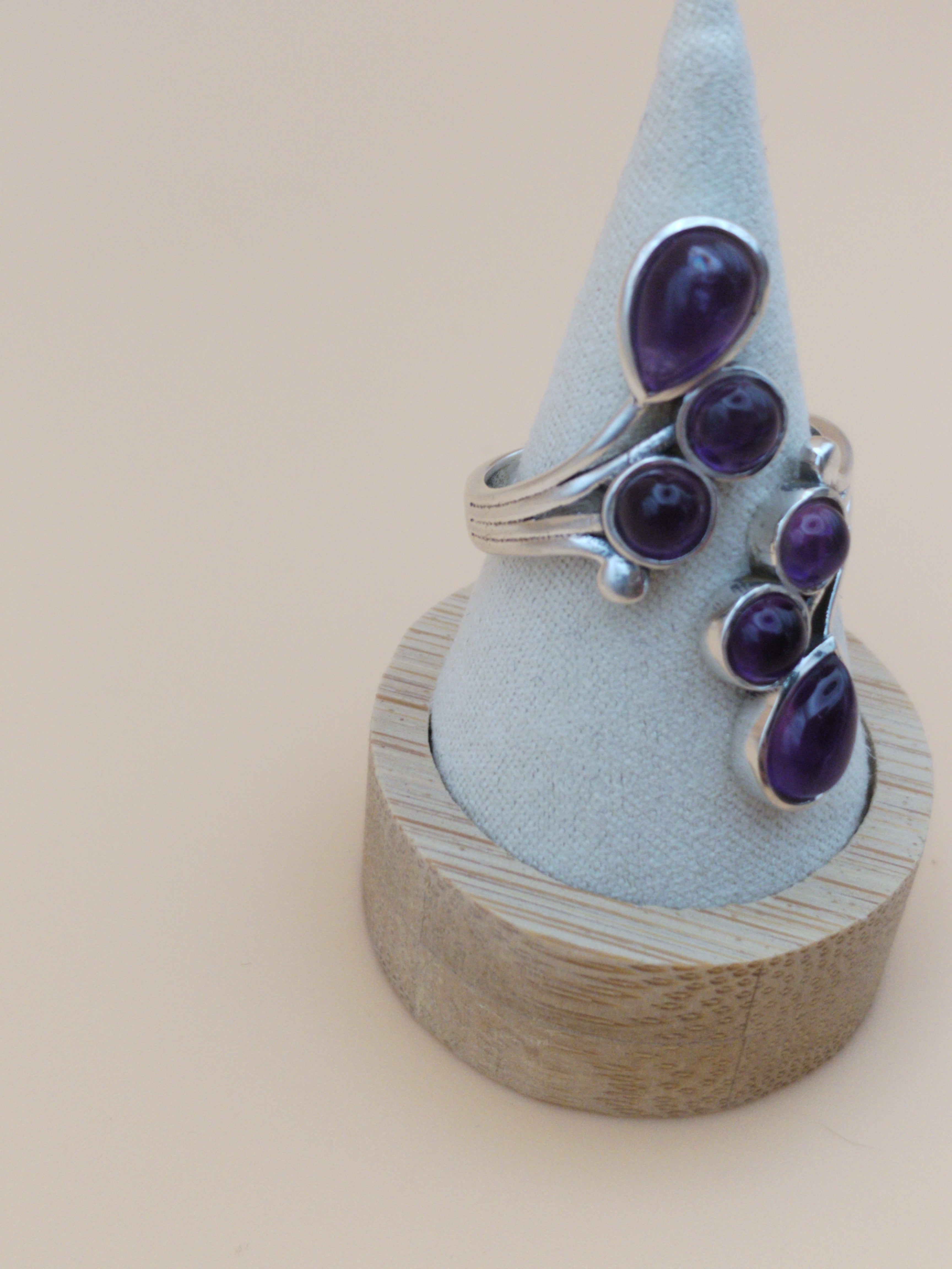 Bague réglable en argent 925 et Améthyste Brésil AA