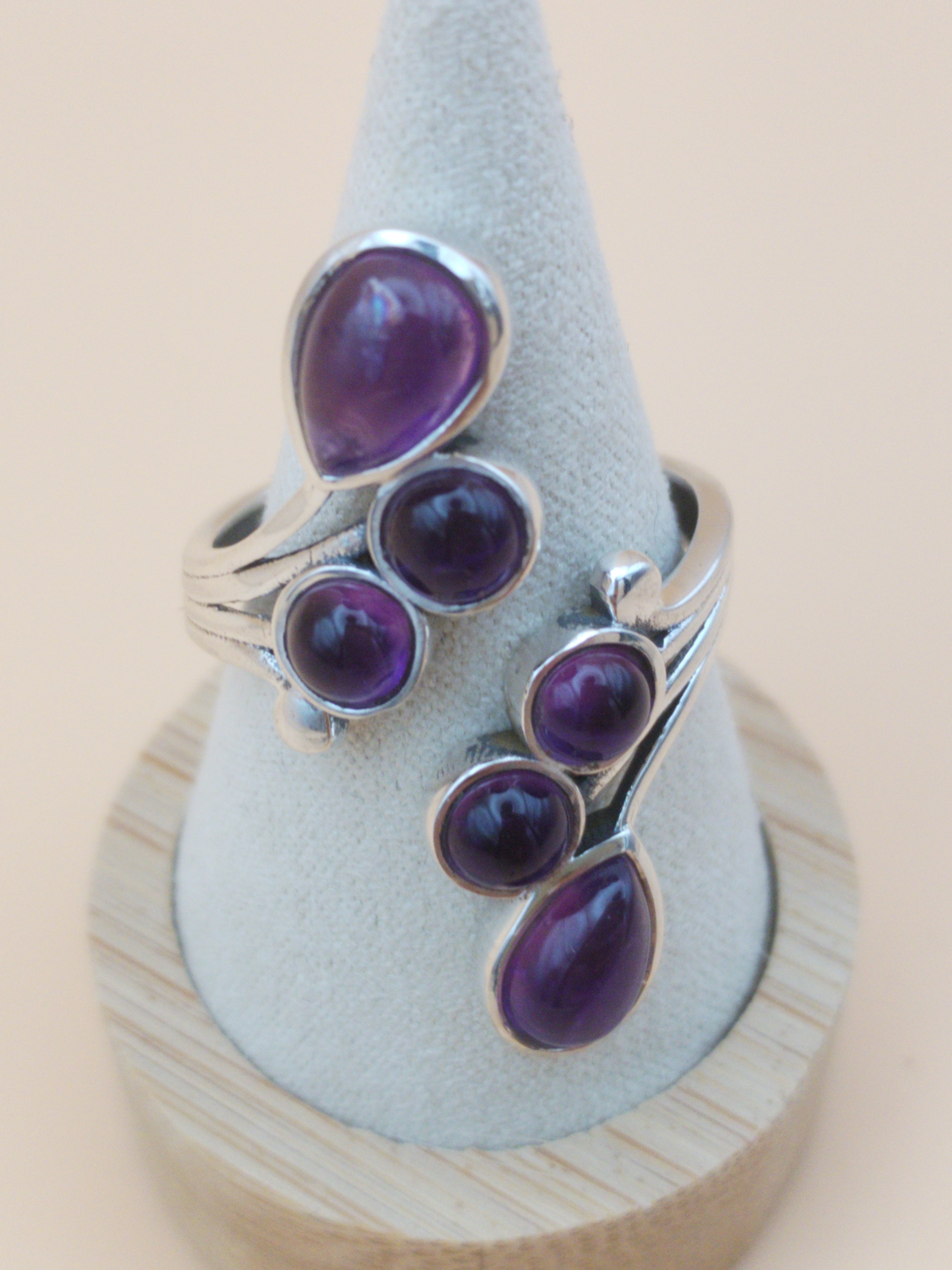 Bague réglable en argent 925 et Améthyste Brésil AA