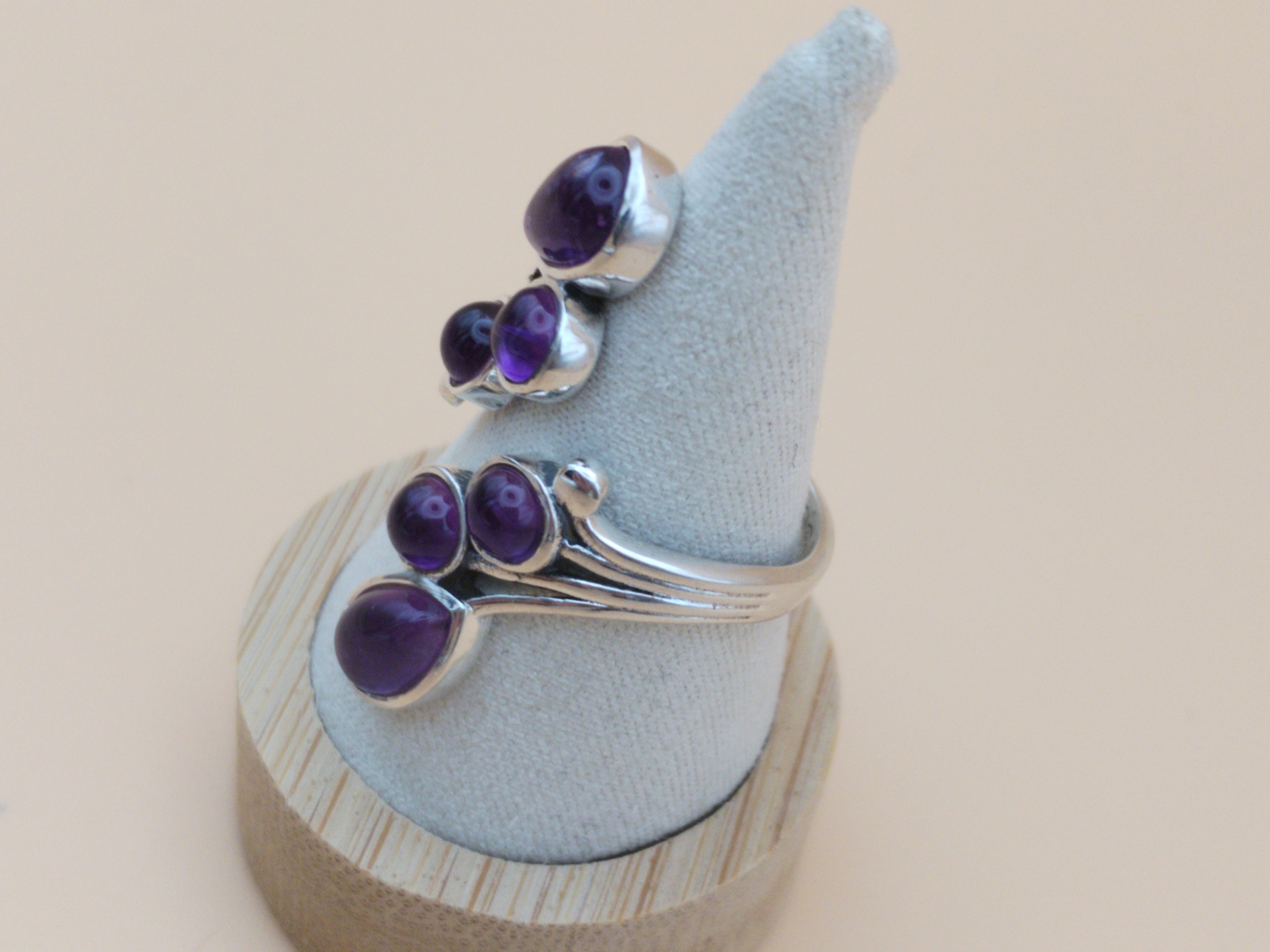 Bague réglable en argent 925 et Améthyste Brésil AA