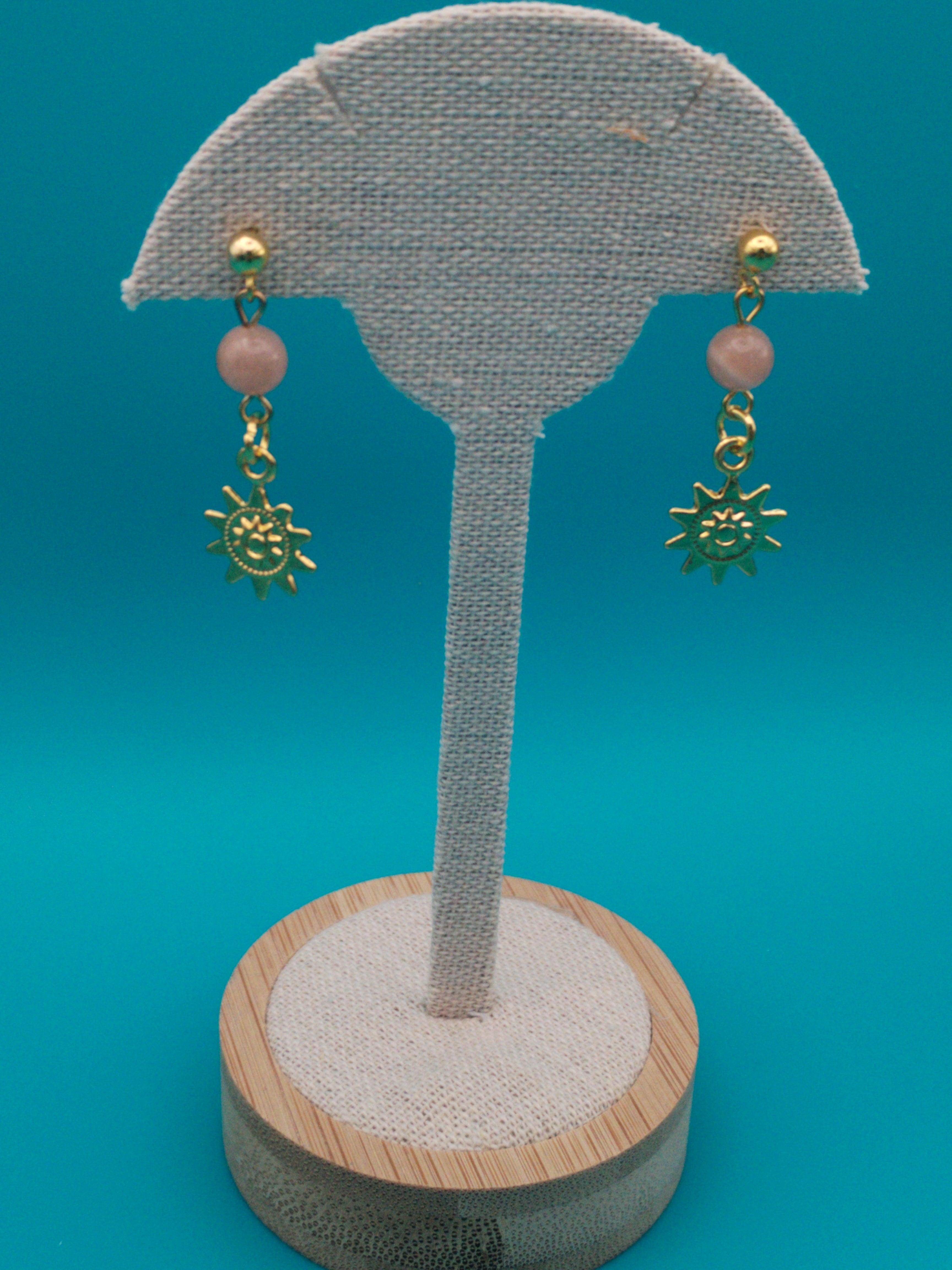 Boucles d’oreilles Pierre de Soleil &amp; Soleil Doré