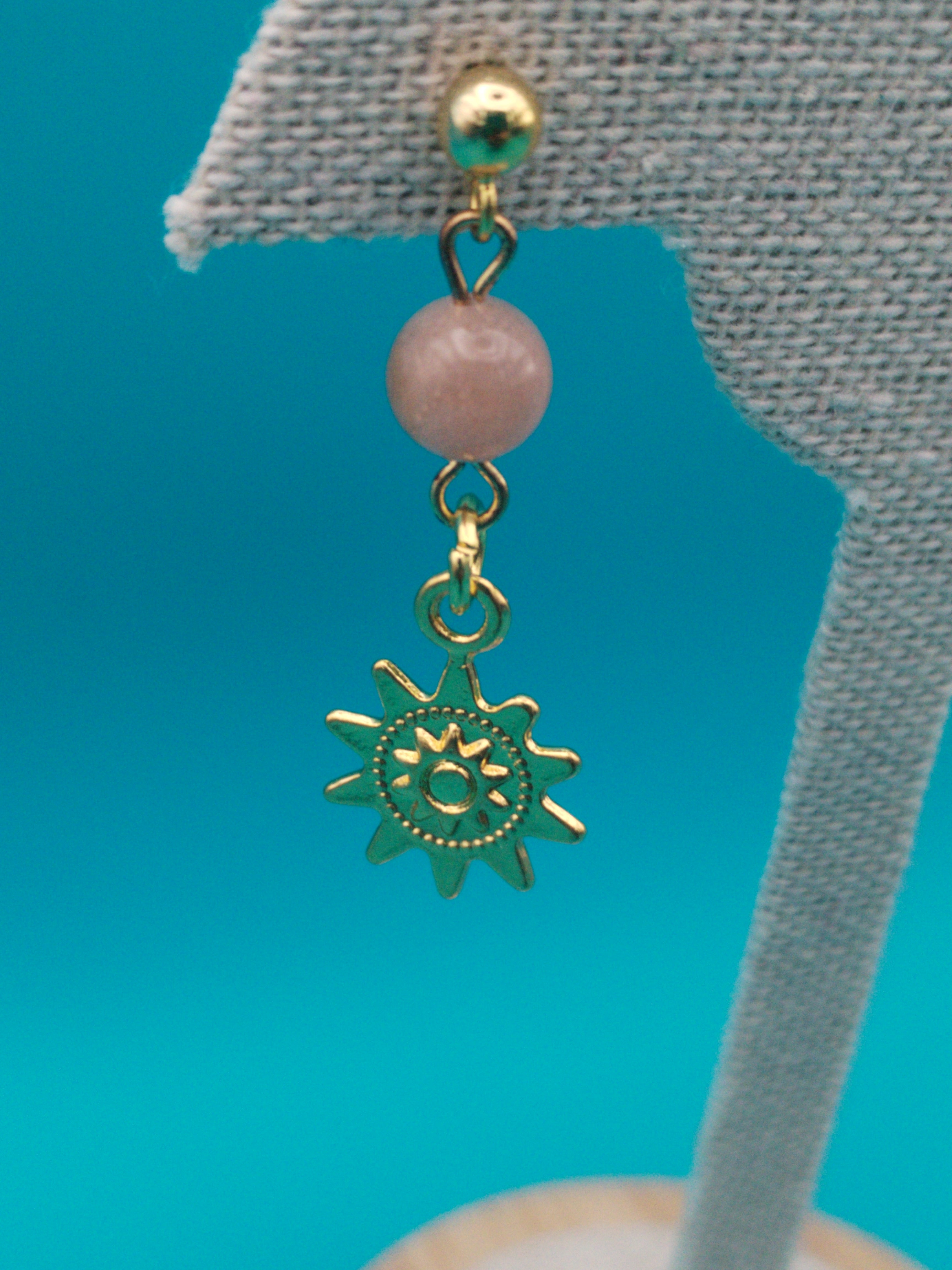 Boucles d’oreilles Pierre de Soleil &amp; Soleil Doré
