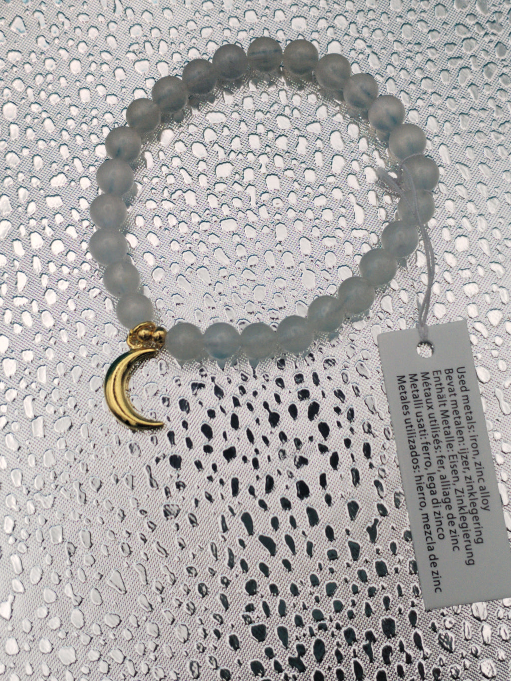 Bracelet élastique pierre de lune breloque lune