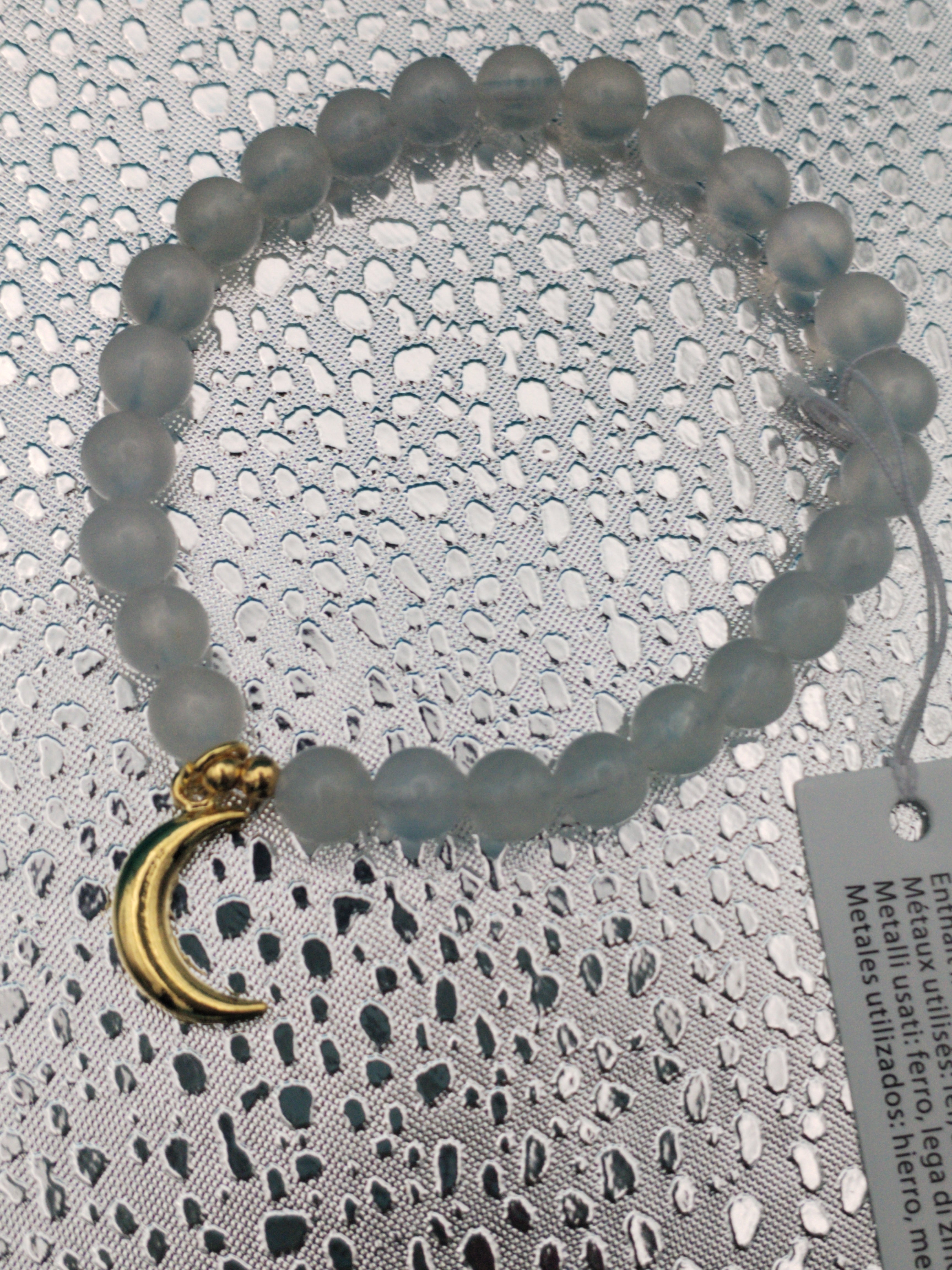 Bracelet élastique pierre de lune breloque lune