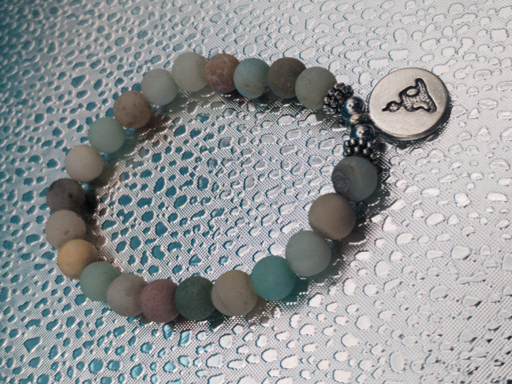 Mala/bracelet en Amazonite élastique avec Bouddha