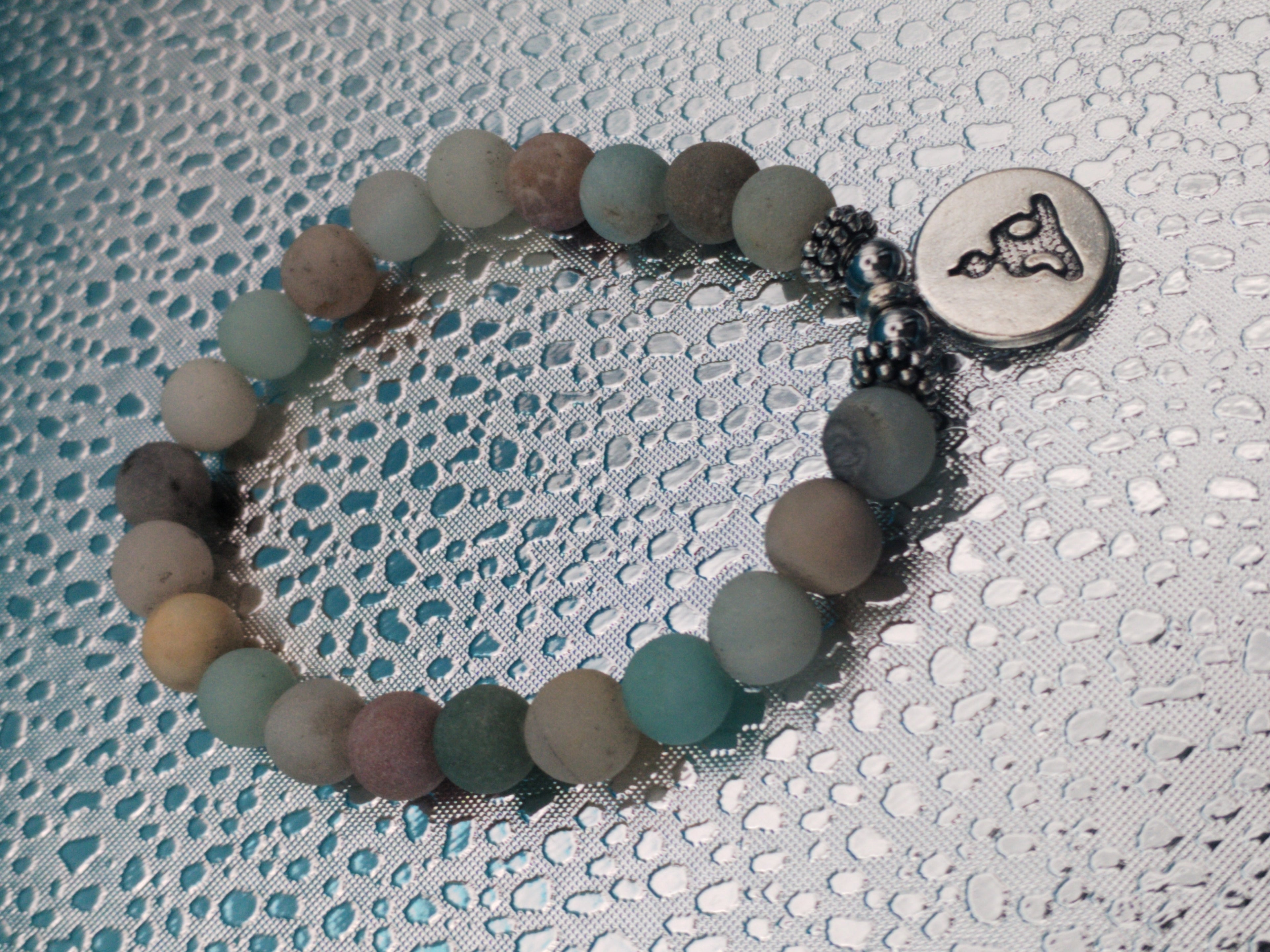 Mala/bracelet en Amazonite élastique avec Bouddha