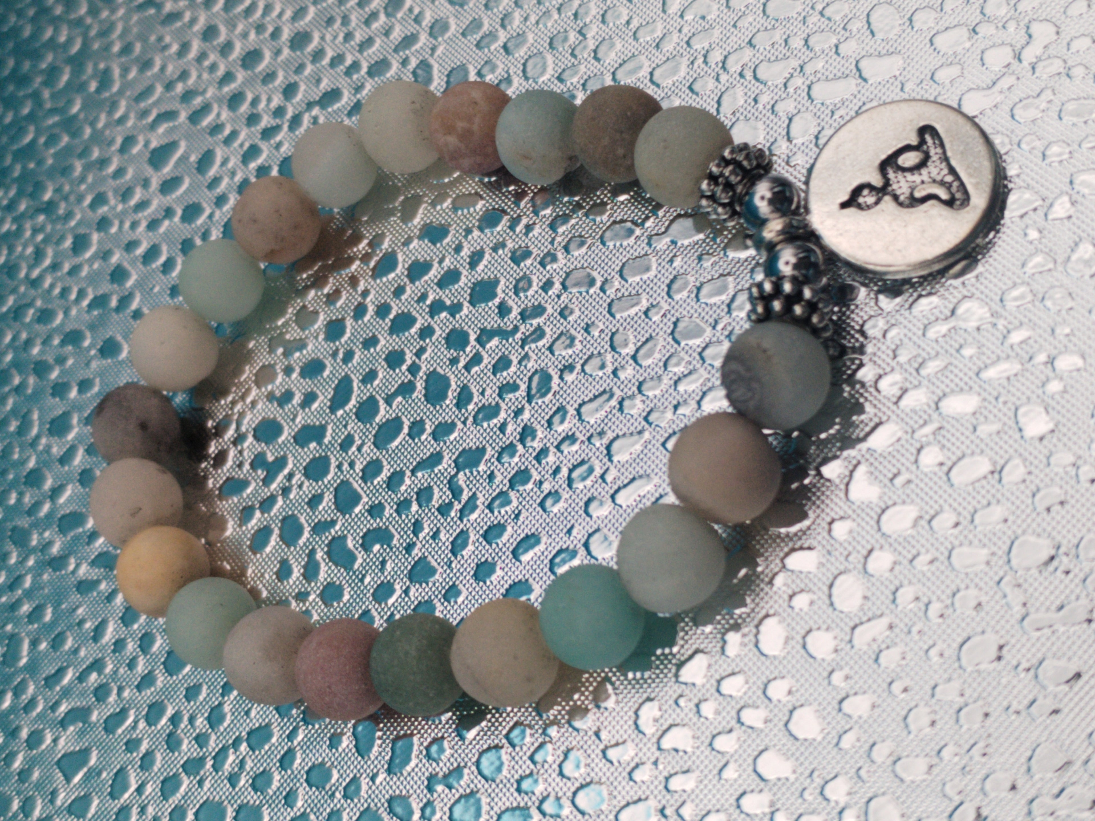 Mala/bracelet en Amazonite élastique avec Bouddha