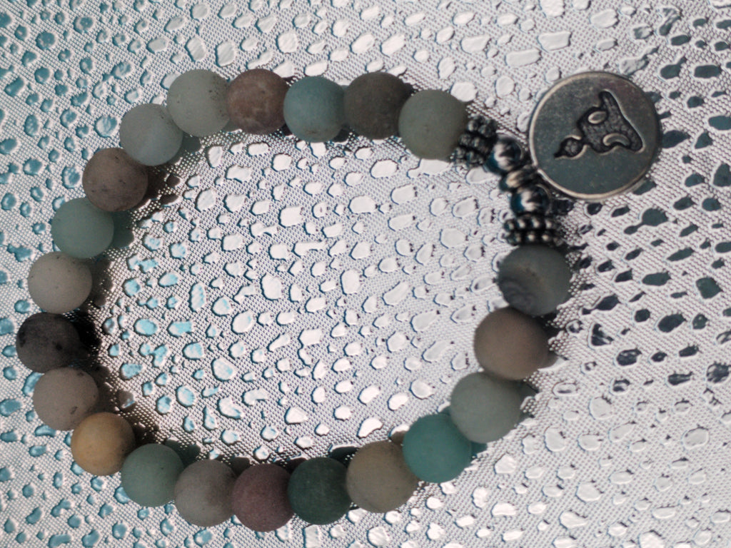 Mala/bracelet en Amazonite élastique avec Bouddha
