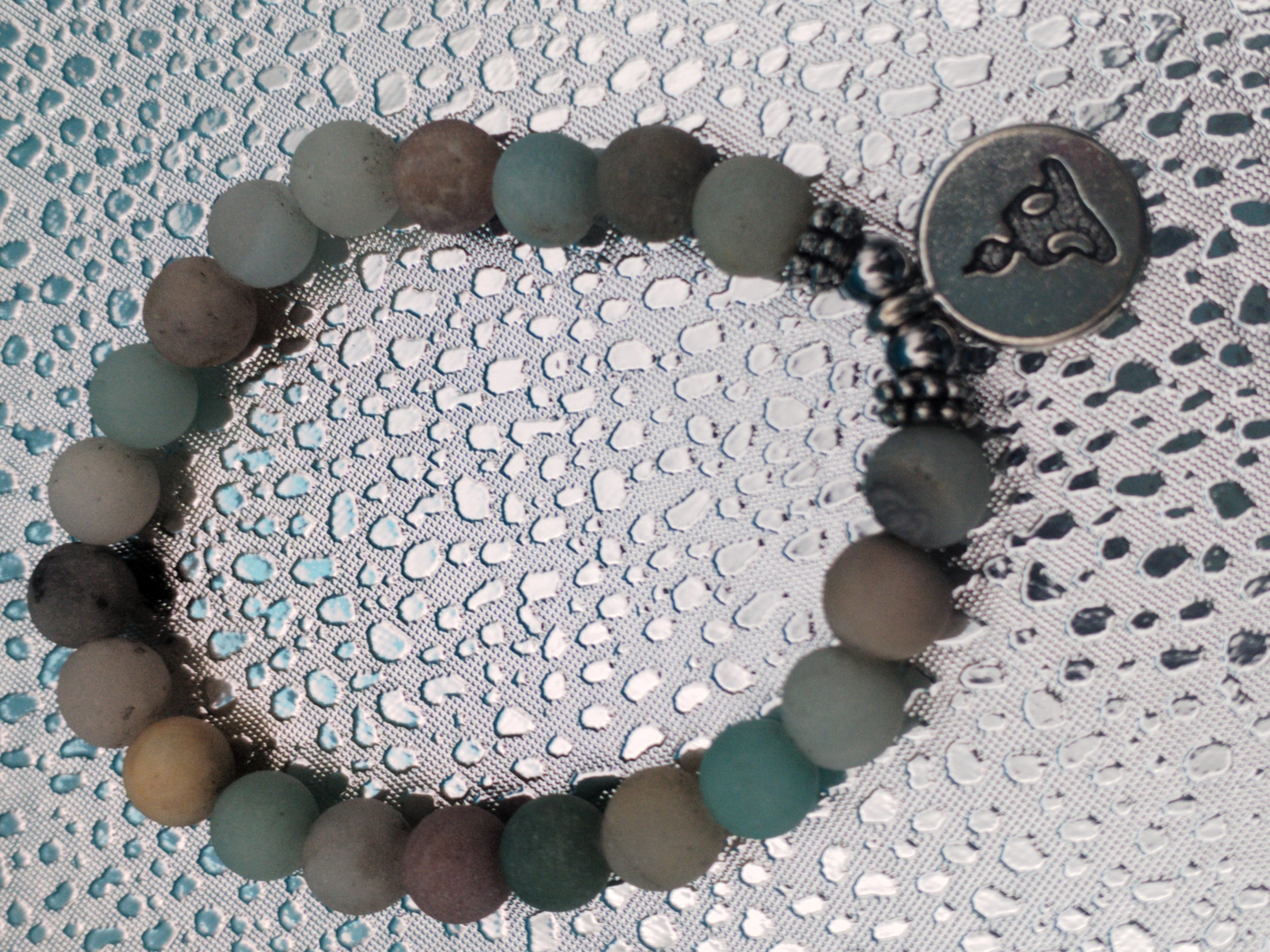 Mala/bracelet en Amazonite élastique avec Bouddha