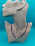 Collier ajustable Améthyste avec pendentif soleil