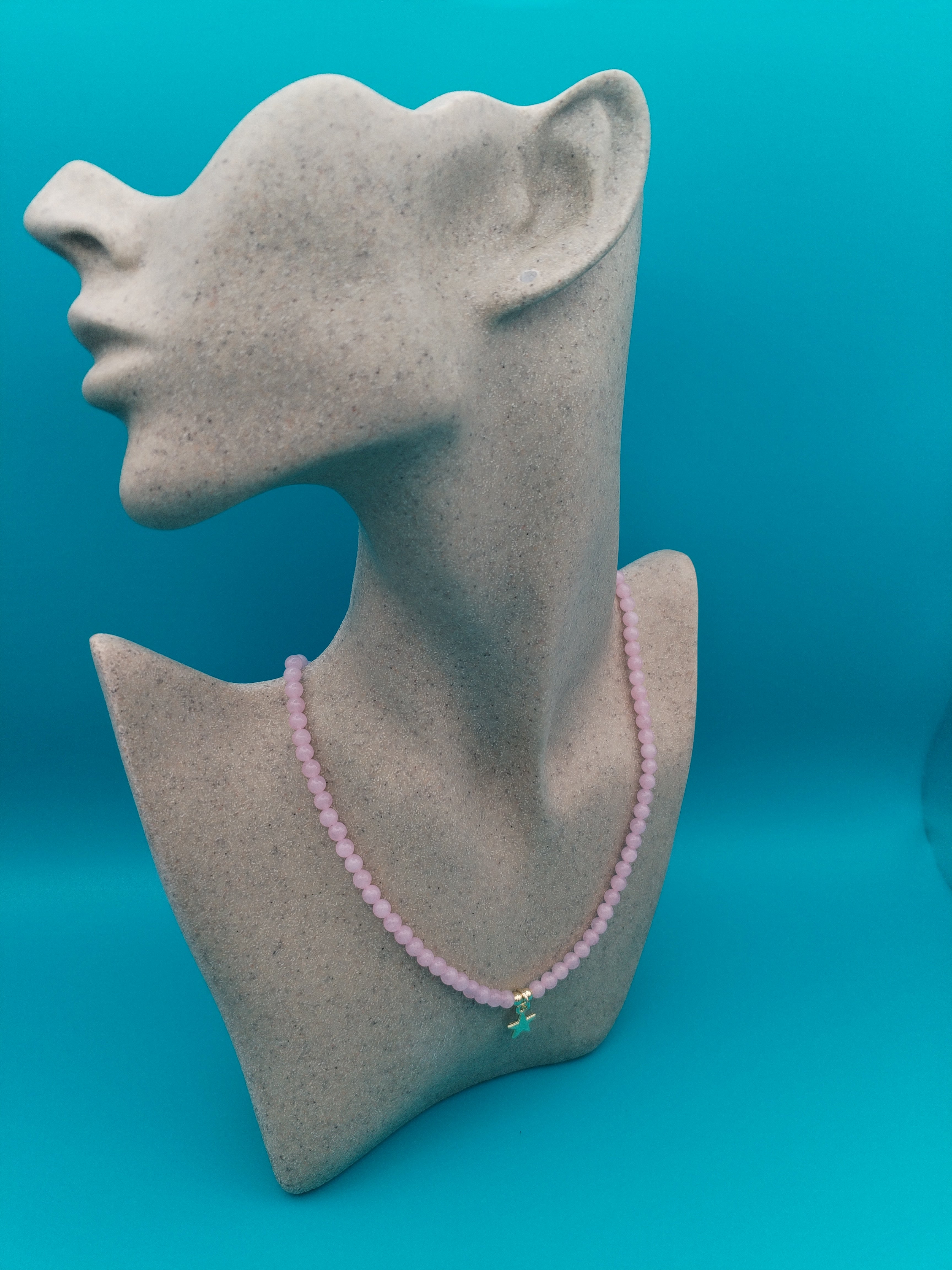 Collier ajustable Quartz rose avec pendentif étoile