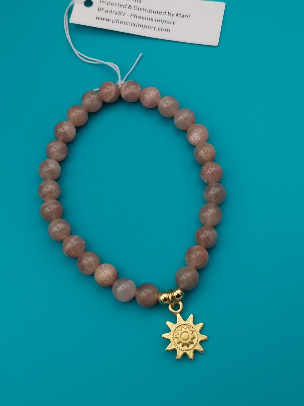 Bracelet élastique en pierre de soleil &amp; breloque soleil doré – Hypoallergénique