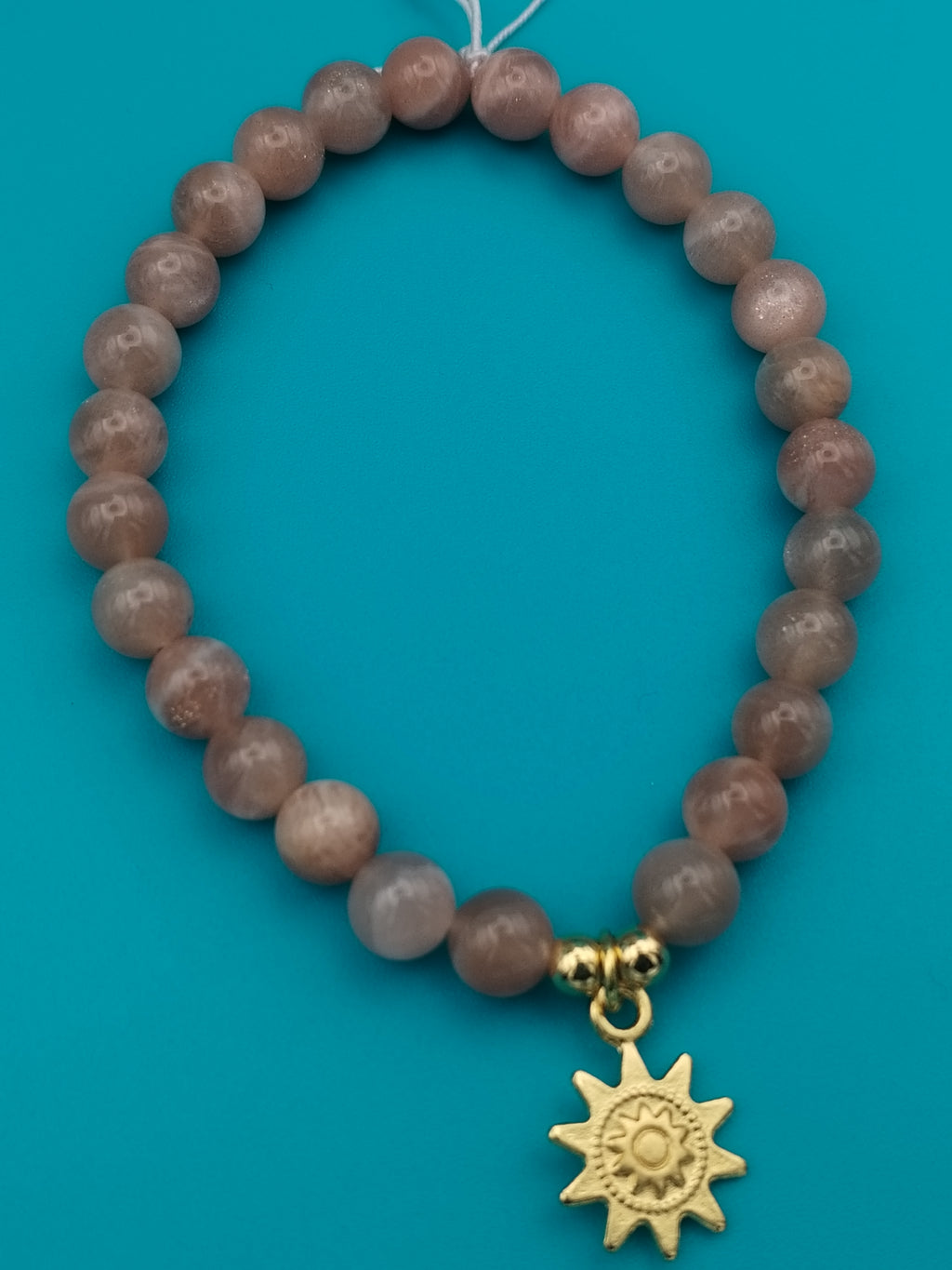 Bracelet élastique en pierre de soleil &amp; breloque soleil doré – Hypoallergénique