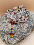 Mala 108 perles en agate, cristal de roche &amp; améthyste – bracelet/collier bohème