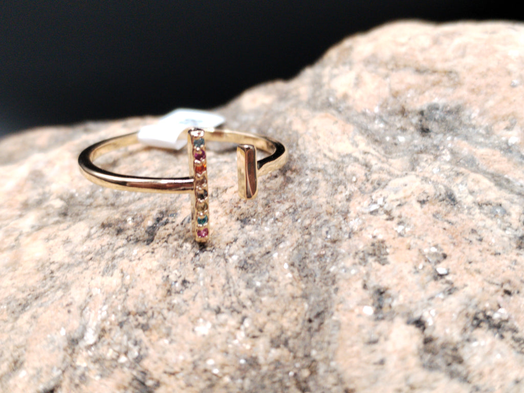 Bague ouverte barrette oxydes de couleurs