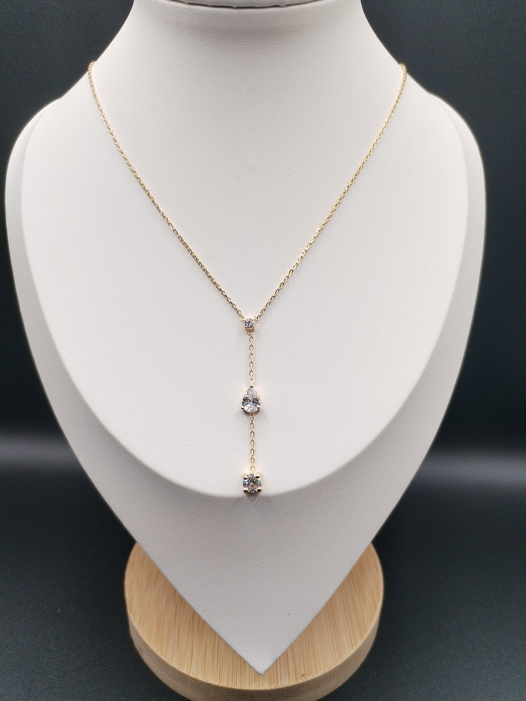 Collier Y plaqué or & oxydes scintillants