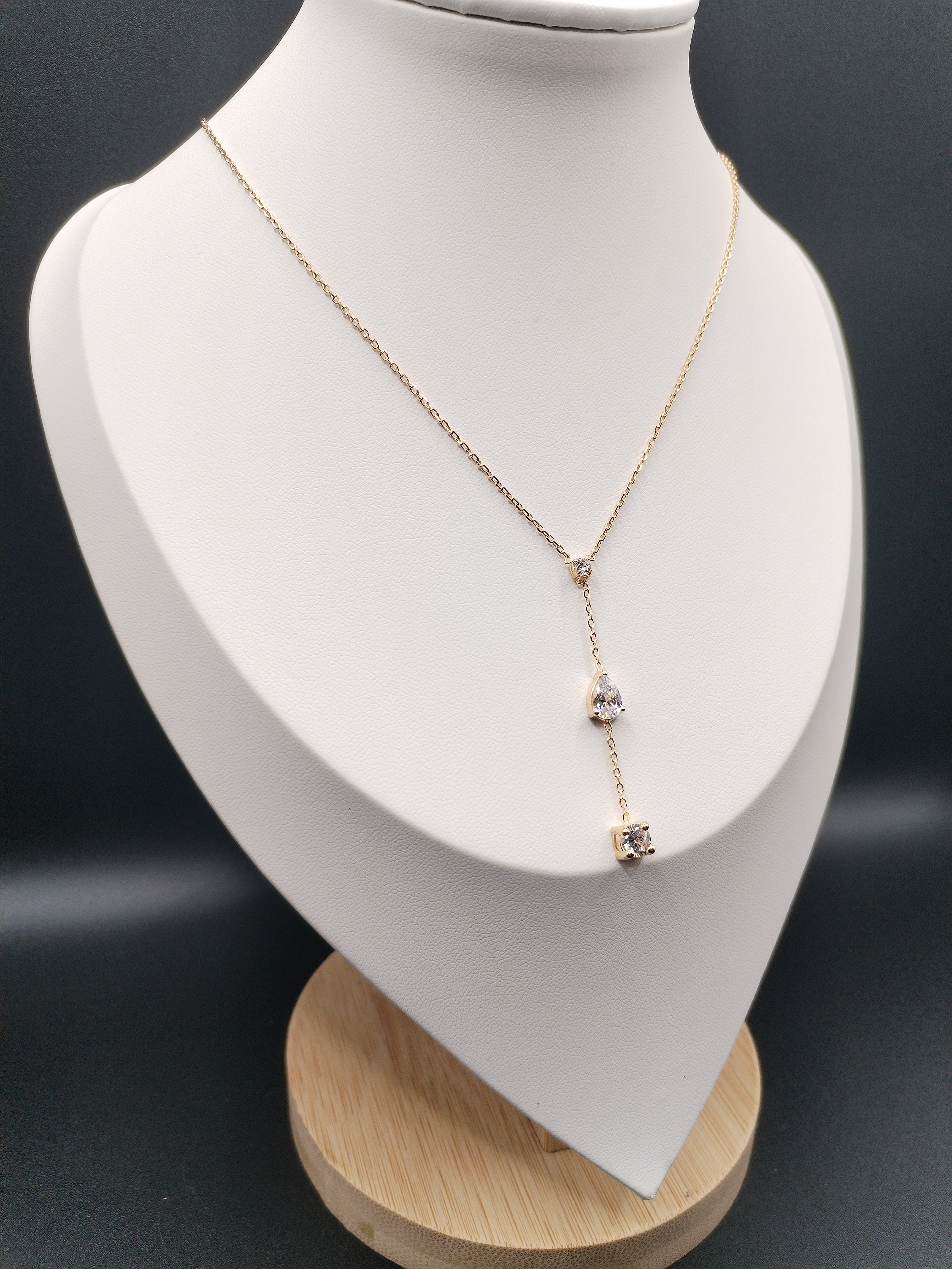 Collier Y plaqué or & oxydes scintillants